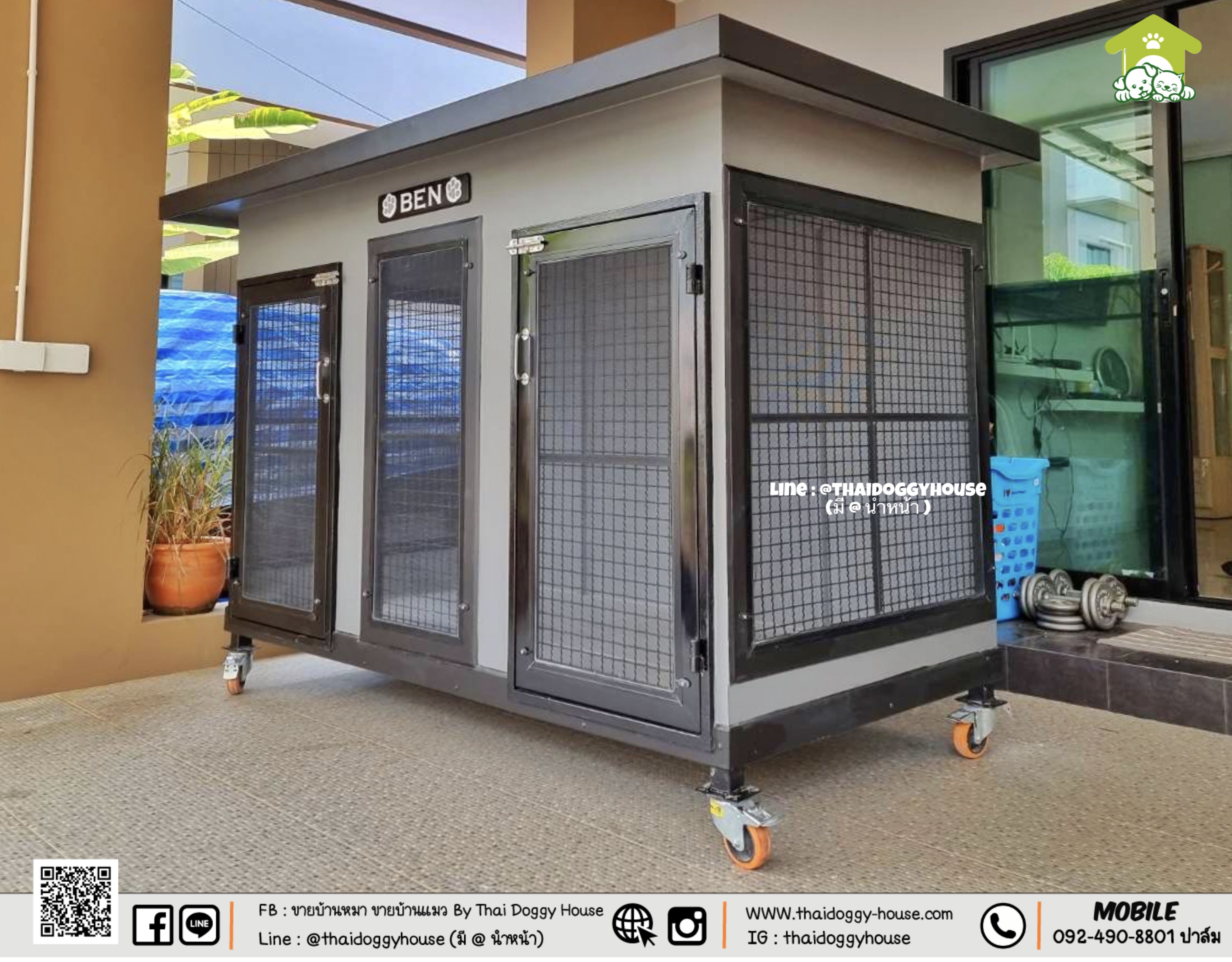 บ้านหมา บ้านแมว 𝐁𝐎𝐗 𝐒𝐓𝐘𝐋𝐄 𝐁𝐘 𝐓𝐇𝐀𝐈 𝐃𝐎𝐆𝐆𝐘 𝐇𝐎𝐔𝐒𝐄 หลังใหญ่ โปร่ง โล