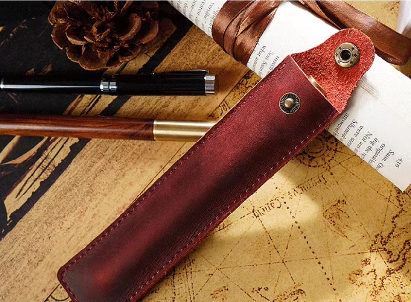 กระเป๋าใส่ดินสอ ปากกา หนังวัวแท้ อย่างดี กระเป๋าใส่ปากกา สวย ๆ ของขวัญ ของที่ระลึก ไอเดียเก๋ สไตล์วินเทจ 530482