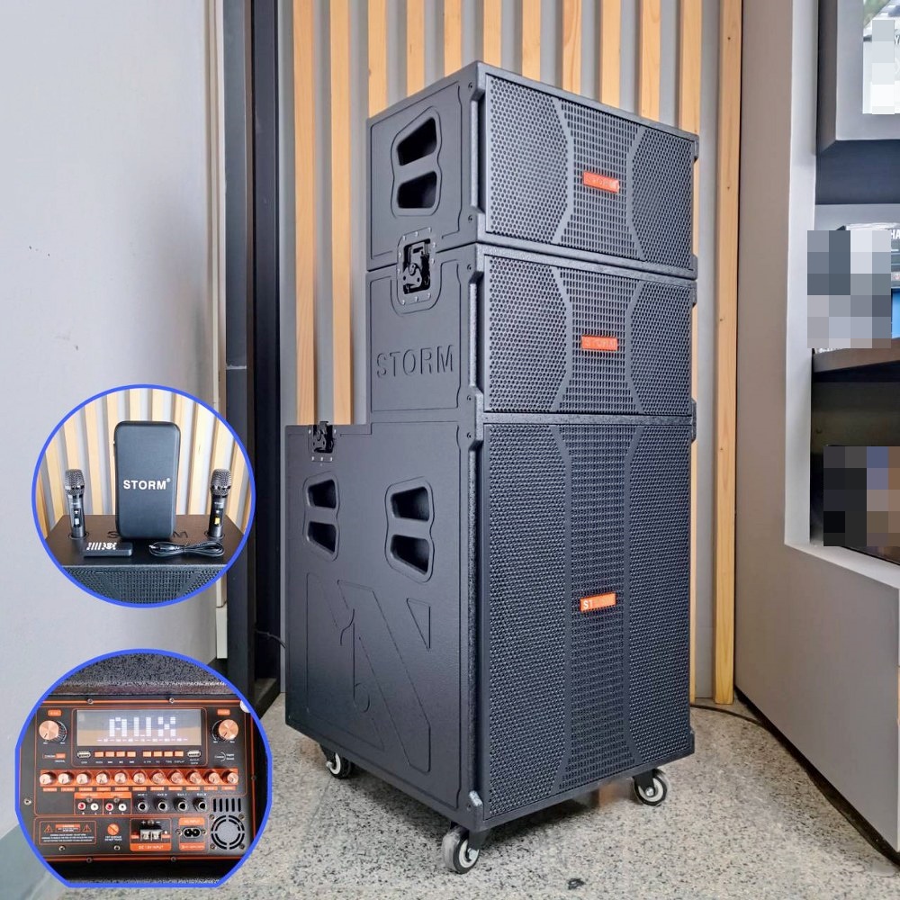 STORM RM-V6118 ชุดลำโพง ซับ15นิ้ว กลาง8นิ้วx2 พร้อมไมค์ลอย มีแบตในตัว ชาร์จแบตได้ Bluetooth MP3/USB RM V6118 RMV6118 เอไอ-ไพศาล