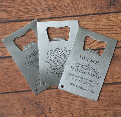 ที่เปิดขวด Diy สี่เหลี่ยม ที่เปิดขวด Stainless แบบบัตรเครดิต สีเงิน สามารถ Laser ชื่อบ่าวสาว ของขวัญ ขงอชำร่วย ของที่ระลึก งานแต่งงาน 378759
