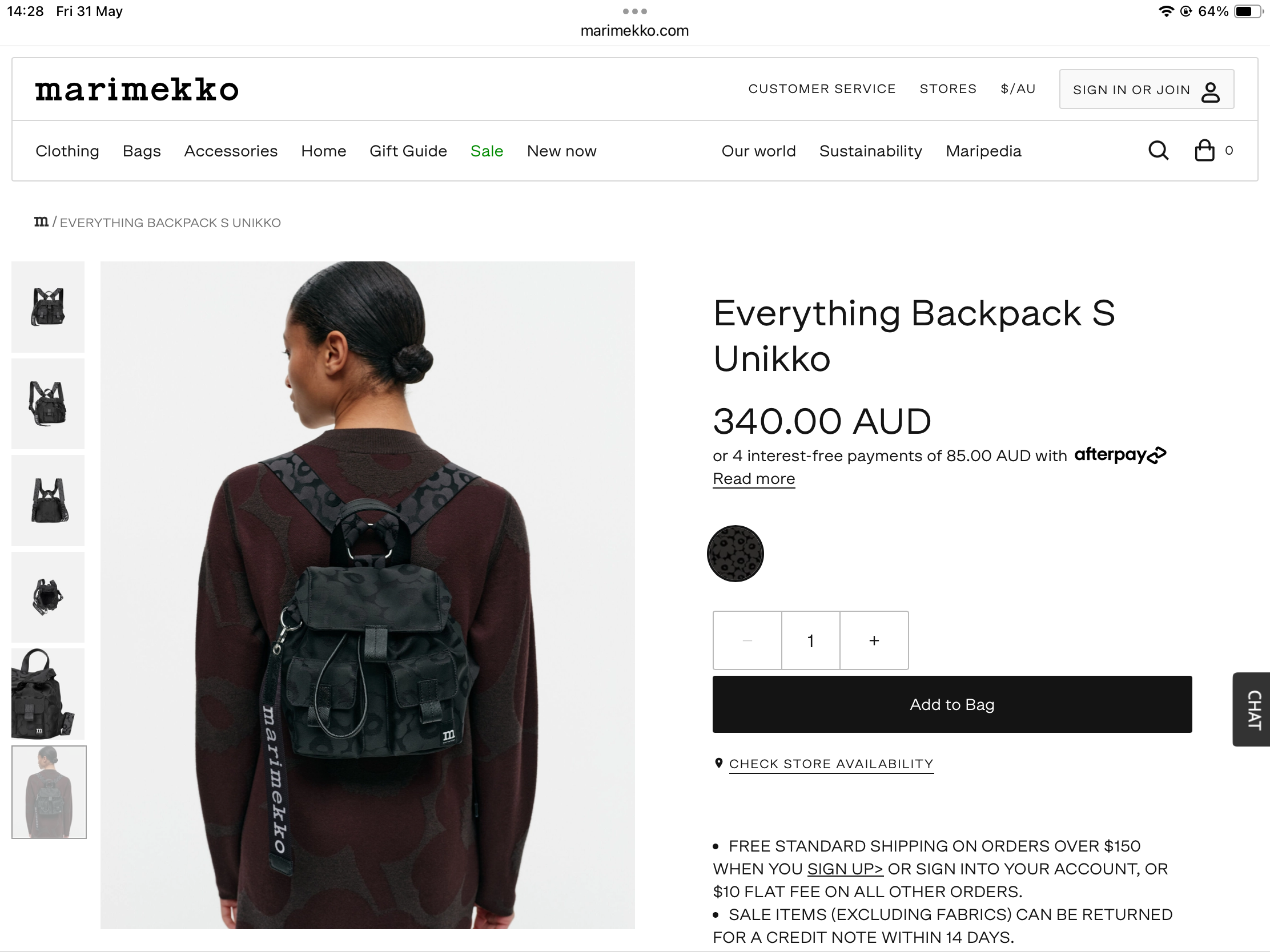 ** do** กระเป๋าเป้ Marimekko Everything Backpack S น้ำหนักเบา สินค้าใหม่ ของแท้