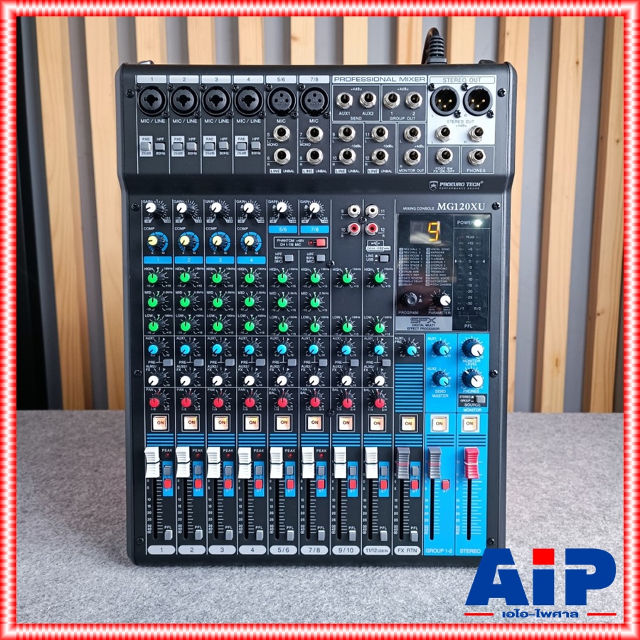 มิกเซอร์ PROEUROTECH MG-120XU MIXER มีอินเตอร์เฟส ในเครื่อง MG120XU โปรยูโรเทค 12ช่อง เชื่อมต่อกับคอมได้ มีปีกยึดแร็คแถม