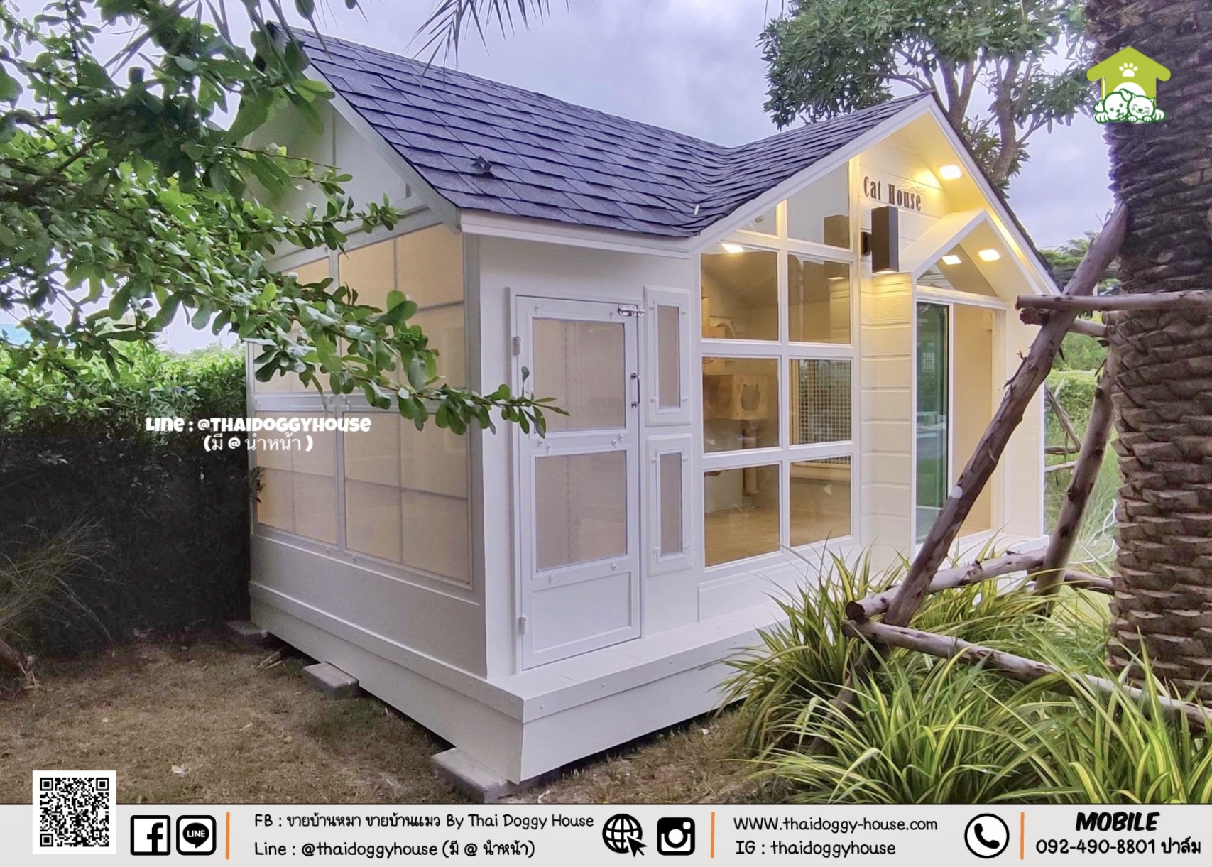 บ้านแมวติดแอร์ " 𝐍𝐎𝐑𝐃𝐈𝐂 𝐒𝐓𝐘𝐋𝐄 " ฟังก์ชั่นครบ หลังใหญ่ กระจกบานใหญ่เปิดรับแสงธรรมชาติได้ดี โทนบ้านสีขาวทำให้ดูเรียบง่าย สบายตามากขึ้น