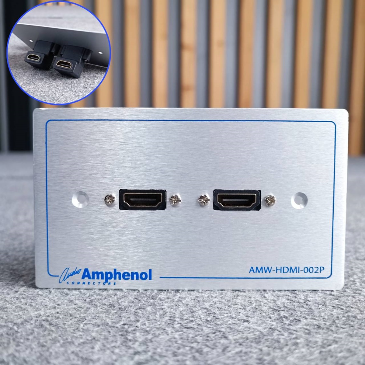 (1ชุด)Amphenol AMW-HDMI-02PR แผ่นเพลท HDMI 2 Port สายเข้าแบบงอ แผ่นสแตนเลส HDMI หน้ากากHDMIแบบติดพนัง เอไอ-ไพศาล