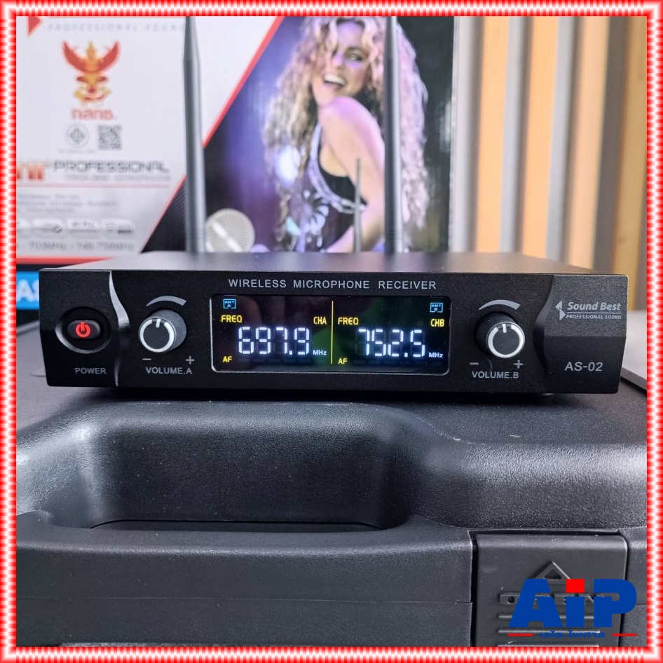 SOUNDBEST AS-02 ไมค์ลอยคู่ UHF ไมค์ลอยแบบถือ ไมโครโฟน ไมค์ลอยไร้สายแท้ รุ่น AS 02 AS02 เอไอ-ไพศาล +++