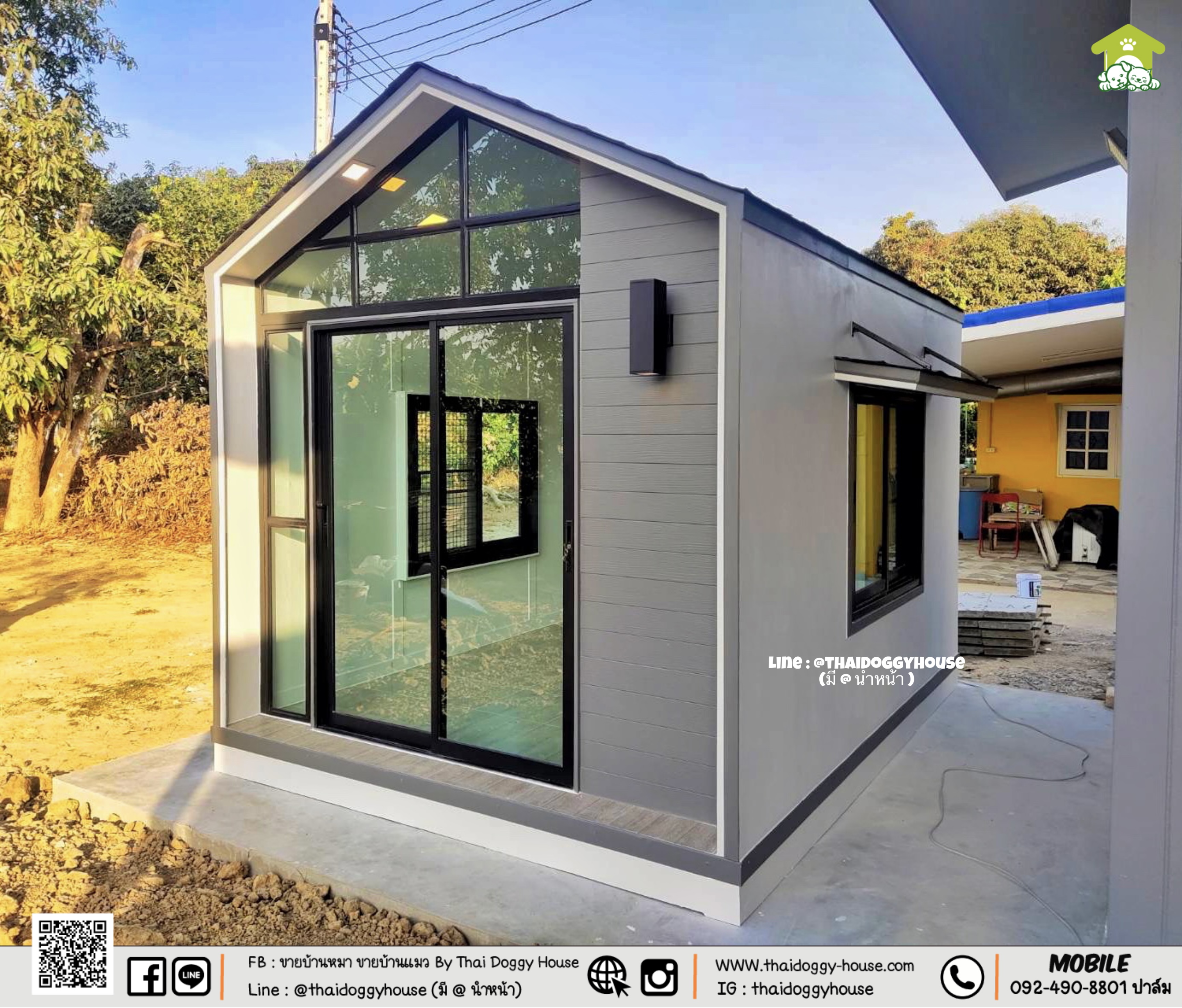 บ้านหมา บ้านแมว " 𝐍𝐎𝐑𝐃𝐈𝐂 𝐒𝐓𝐘𝐋𝐄 " บ้านดีไซน์สวย เรียบง่าย เป็นกระจกช่วยเพิ่มแสงสว่าง หลังคาทรงจั่วสูง ภายในโปร่งโล่ง สบาย