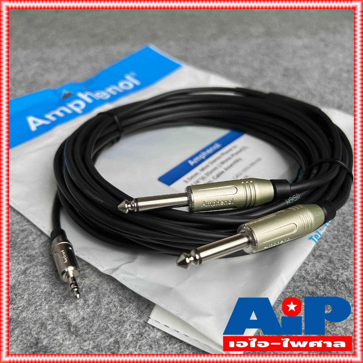 10เมตร AMPHENOL สาย TR-ST - PHONEx2 10M CA52-333-AMPHENOL สายTR-ST-PHONEx2 3M CA52-3333-WB-010 สายสัญญาณ TR-ST ออก ปลั๊กไมค์ โมโน 2หัว สายคอมเข้ามิกซ์ เอไอ-ไพศาล