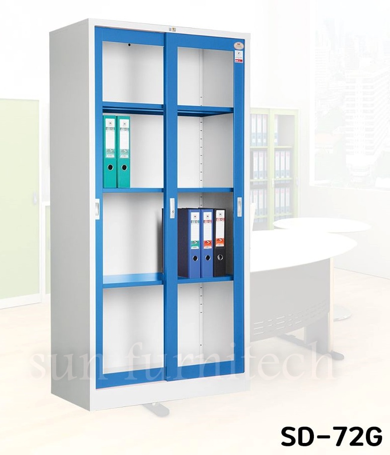 ตู้เอกสาร 2 บานเลื่อนกระจกสูง, ตู้เอกสารบานเลื่อนกระจกสูง, ตู้เอกสารสูง 2 บานเลื่อนกระจก ขนาด 3 ฟุตTaiyo รุ่น SD-723G