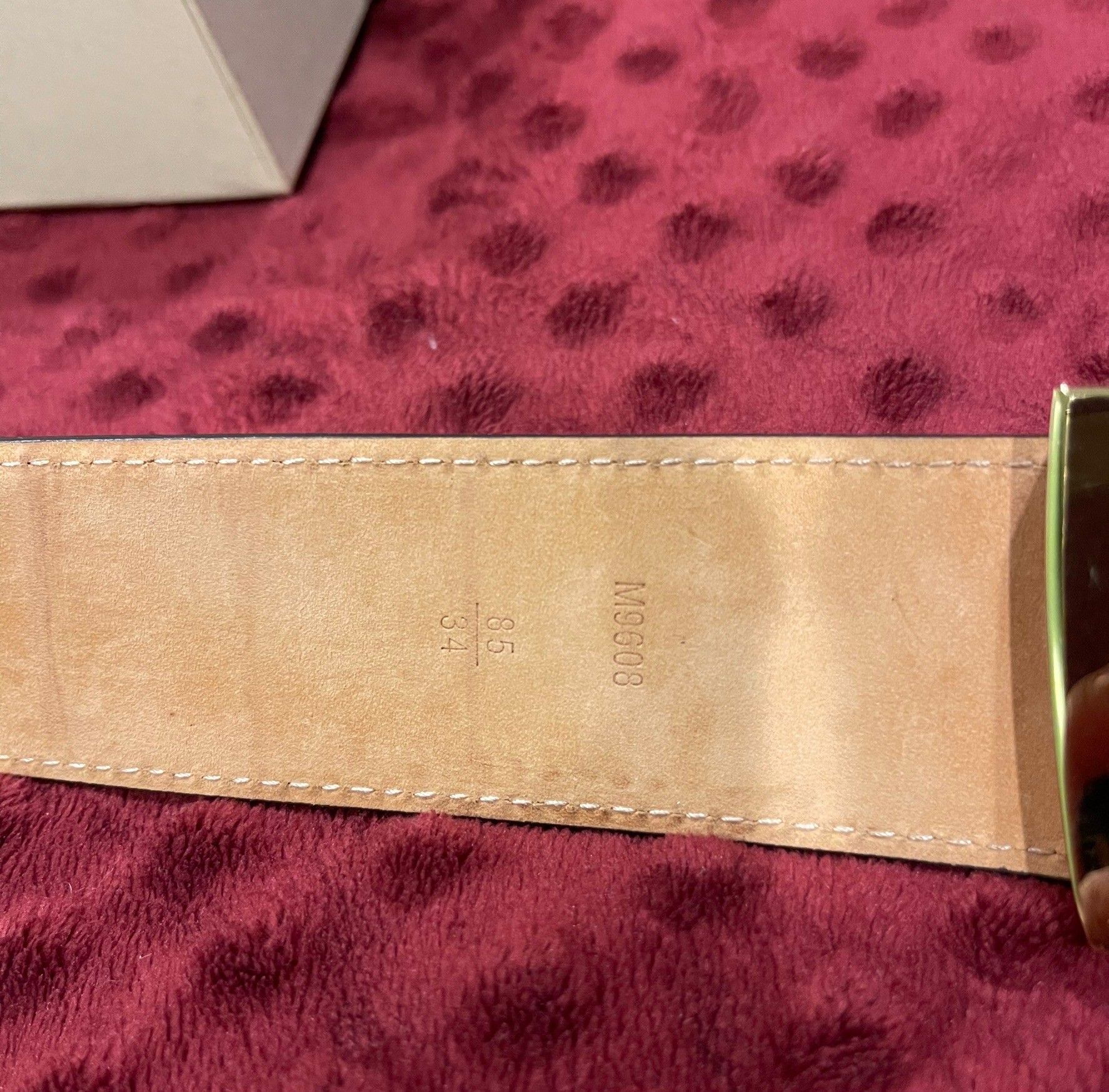 เข็มขัด Louis Vuitton Initials Monogram Brown Tan Gold Logo สภาพ 90 % เหมือนใหม่