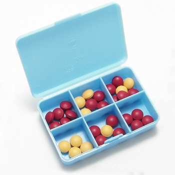 ตลับยา แบบ 6 ช่อง แยกถาดในออกได้ Pill Box With 6 Compartment Removable Tray