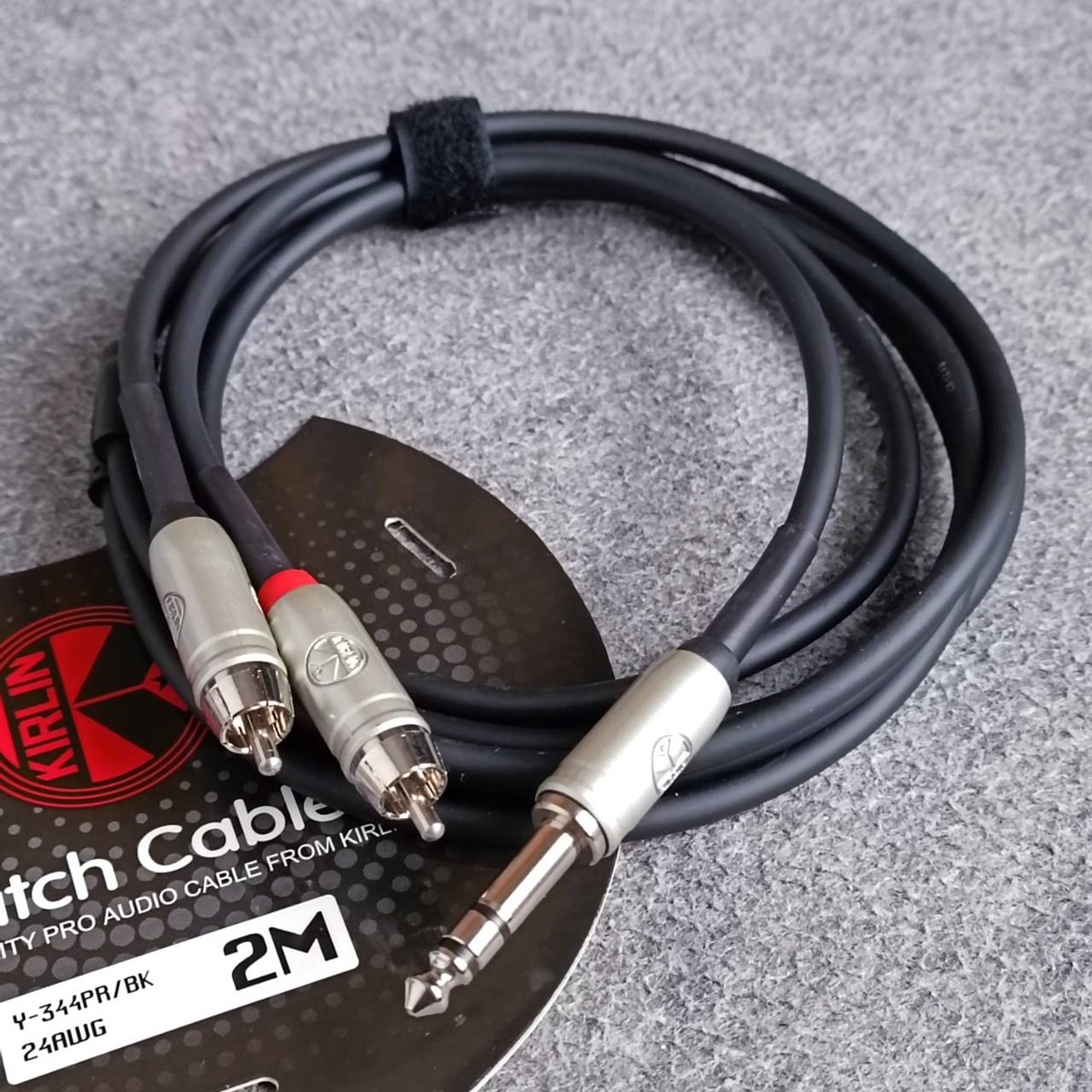 2เมตร KIRLIN Y-344PR สาย PHONE สเตอริโอ ออก RCAx2 ยาว 2เมตร 24awg สายTRS - RCAx2 สายสัญญาณสำเร็จรูป เอไอ-ไพศาล