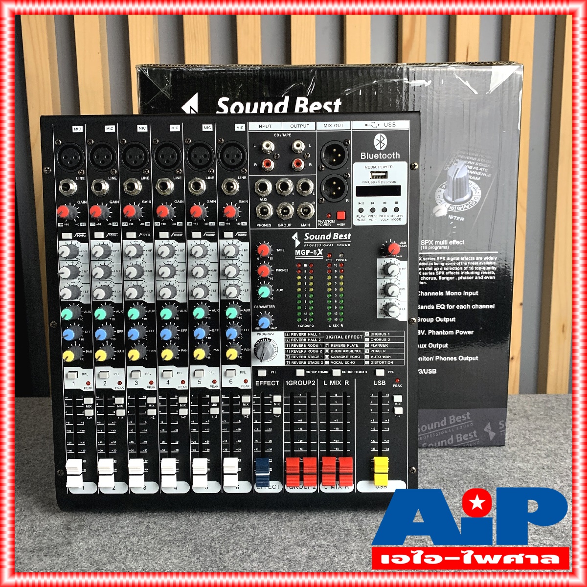SoundBest MGP6X Mixer 6CH. มิกเซอร์ 6ช่อง MGP-6X USB Bluetooth MP3 เครื่องขยายเสียง sound best MGP 6 X +++