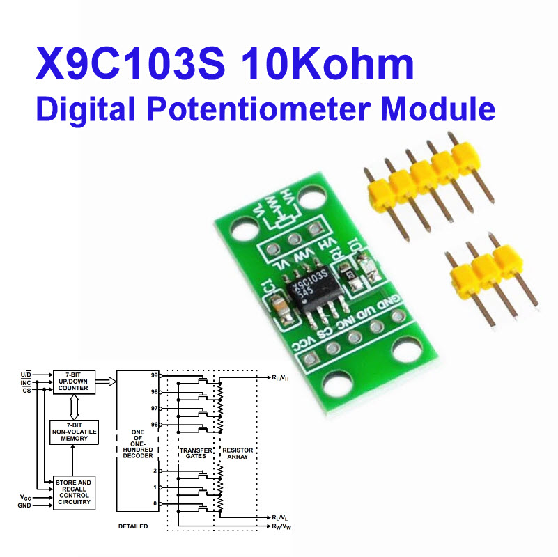 X9C103S 10Kohm Digital Potentiometer Module