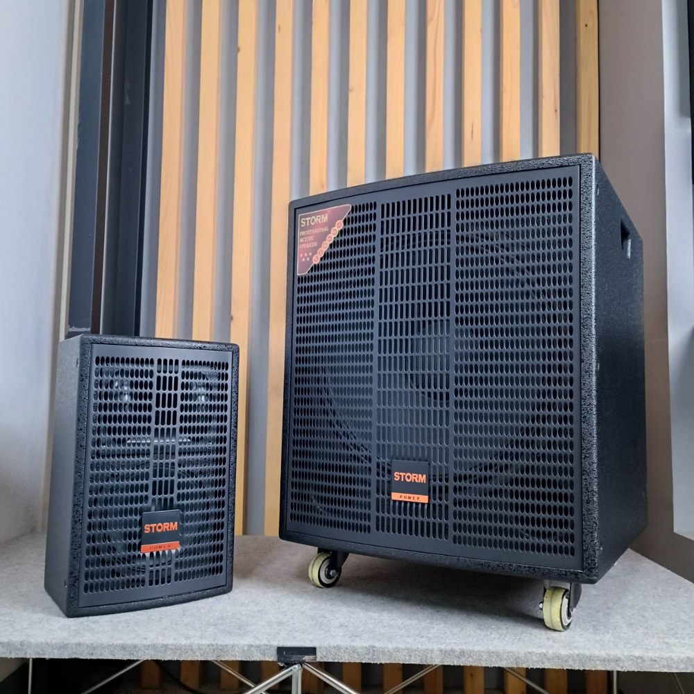 STORM PAB-3615MS สีดำ ชุดลำโพง ซับ15นิ้ว กลาง6นิ้ว พร้อมไมค์ลอย ชาร์จแบตได้ บลูทูธ PAB 3615MS ลำโพงแอคทีฟ PAB3615MS เอไอ-ไพศาล