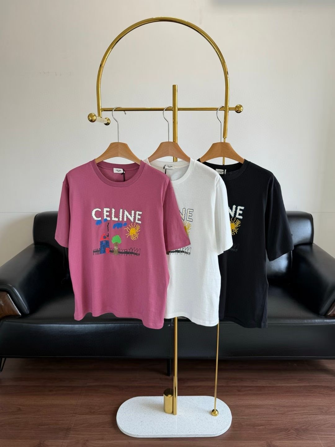 **do** เสื้อยืดทรงหลวม Celine ผ้าคอตตอนเจอร์ซีย์ ผ้าพิมพ์ลาย มี 3 สีให้เลือก สินค้าใหม่ ของแท้