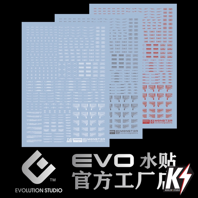 Waterdecal EVO 1/100 Monster Serie T-01 #ดีคอลน้ำสำหรับติดกันพลา กันดั้ม Gundam พลาสติกโมเดลต่างๆ