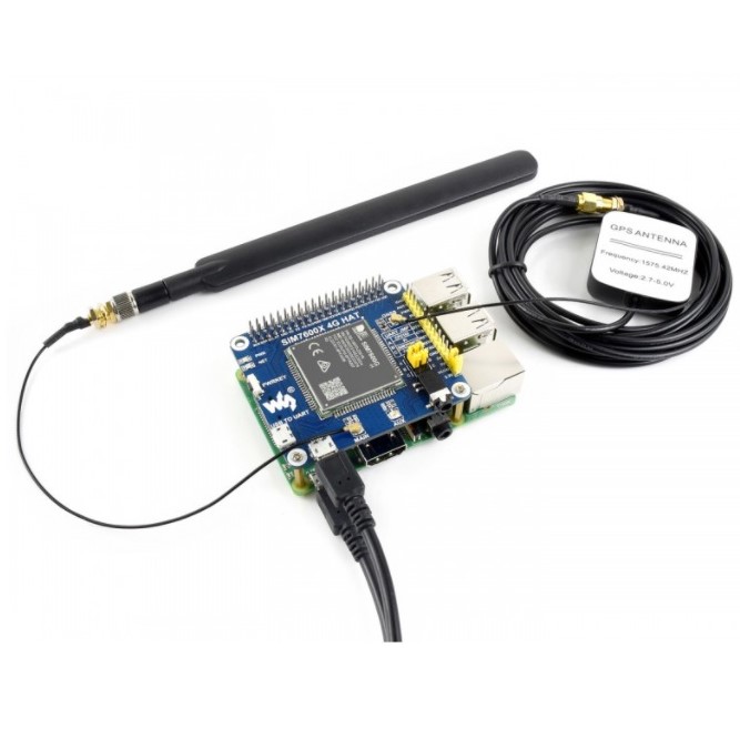 SIM7600G-H 4G HAT For Raspberry Pi, LTE Cat-4 4G / 3G / 2G Support, GNSS Positioning, Global Band