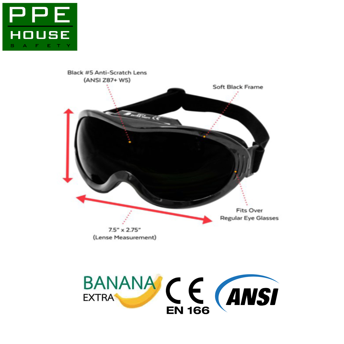 แว่นตางานเชื่อม เลนส์ IR 5 Welding Goggles KWG272