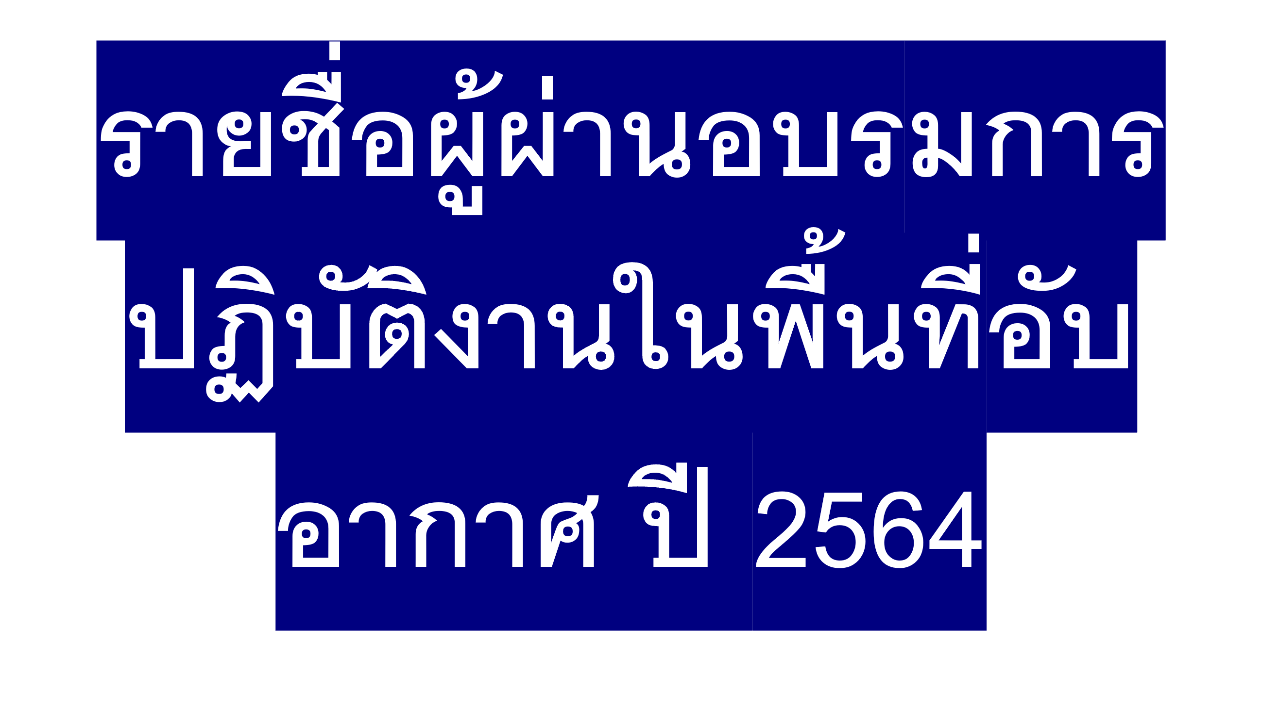 รายชื่อผู้ผ่านอบรมการปฏิบัติงานในพื้นที่อับอากาศ ปี 2564