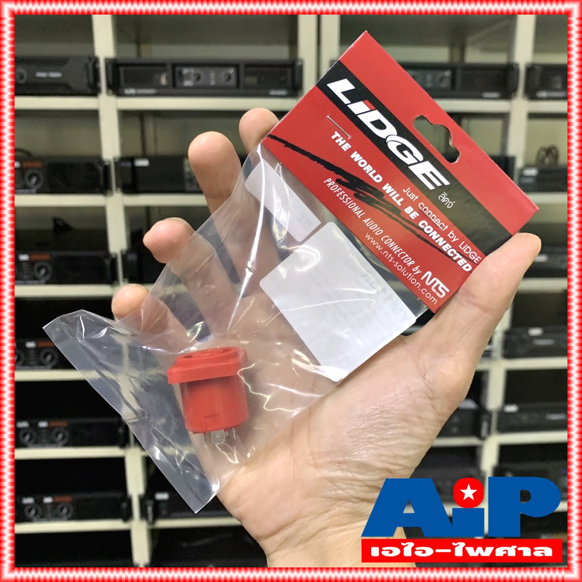 สีแดง LIDGE YM-115R ติดแท่นเหลี่ยม แจ็คสเปคคอน YM-115 ym 115 ym115 สเปคค่อน ตัวเมีย Connector 4-pole Speak-On เอไอ-ไพศาล