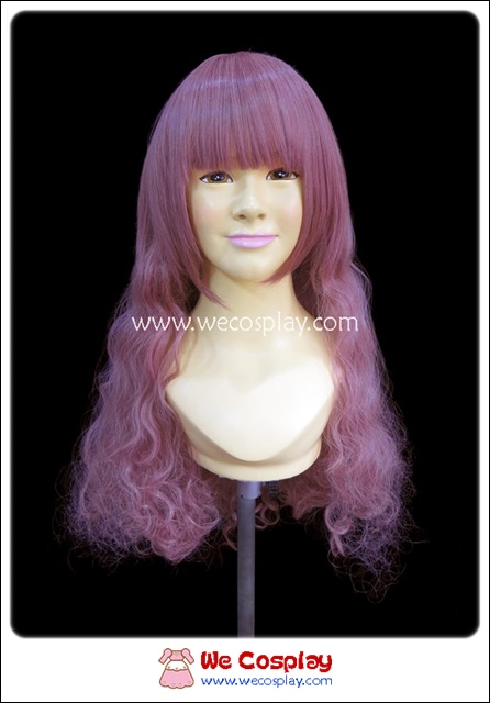 วิกผมโลลิต้า สีม่วงแดง มีหน้าม้า ผมลอนคลื่น Purple Curl Lolita Wig