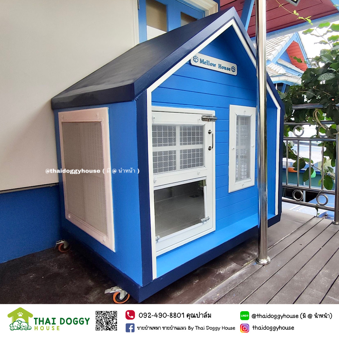 บ้านหมา บ้านแมว บ้านน็อคดาวน์ บ้านสัตว์เลี้ยง แบบพัดลมมีตะแกรงเหล็ก มุ้งลวดทุกหลัง By Thai Doggy House