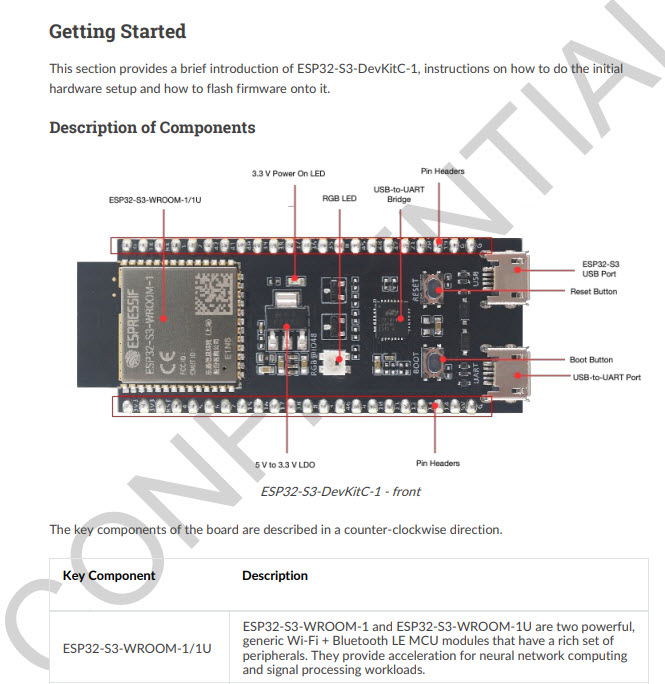 ESP32-S3-DevKitC-1-N8R8 WiFi Development Tools - 802.11 (Engineering Samples Only) ESP32-S3 General-Purpose Development Board, ESP32-S3-WROOM-1-N8, with Pin Header
