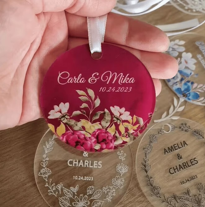 ป้าย tag งานแต่งงาน ป้ายห้อย ของขวัญ ของชำร่วยงานแต่งงาน แบบหรูหรา ป้ายอคิริคทำลาย ขนาด 7 cm 385246