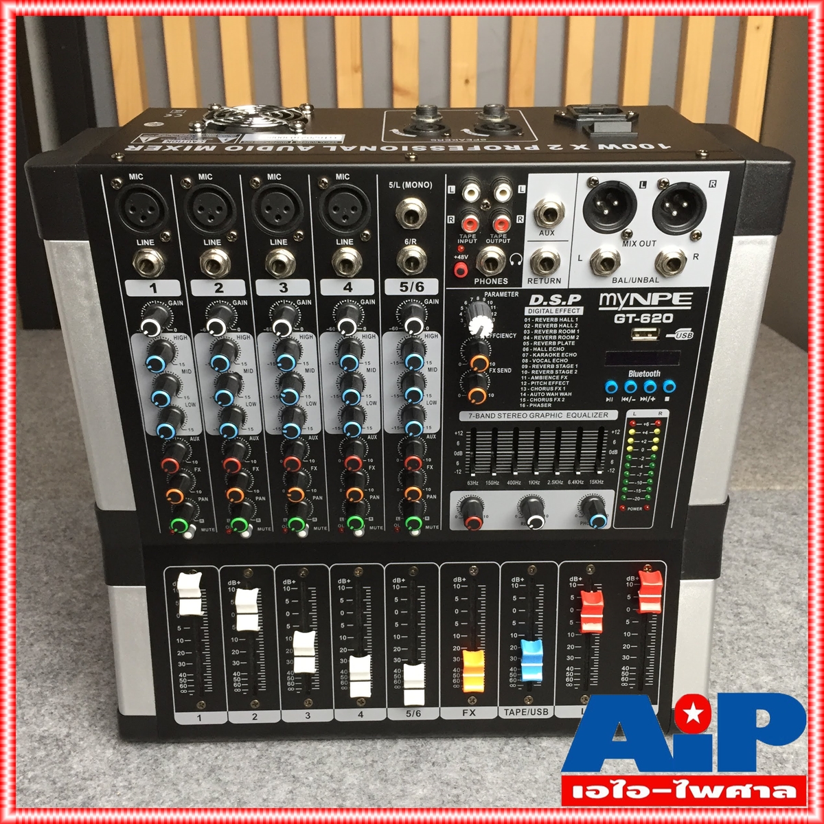 MYNPE GT-620 POWERMIX USB บลูทูธ เพาเวอร์มิก มิกซ์ มิกเซอร์ เครื่องเสียง ตัวปรับแต่งเสียง POWERMIXรุ่นGT-620 เอไอ-ไพศาล
