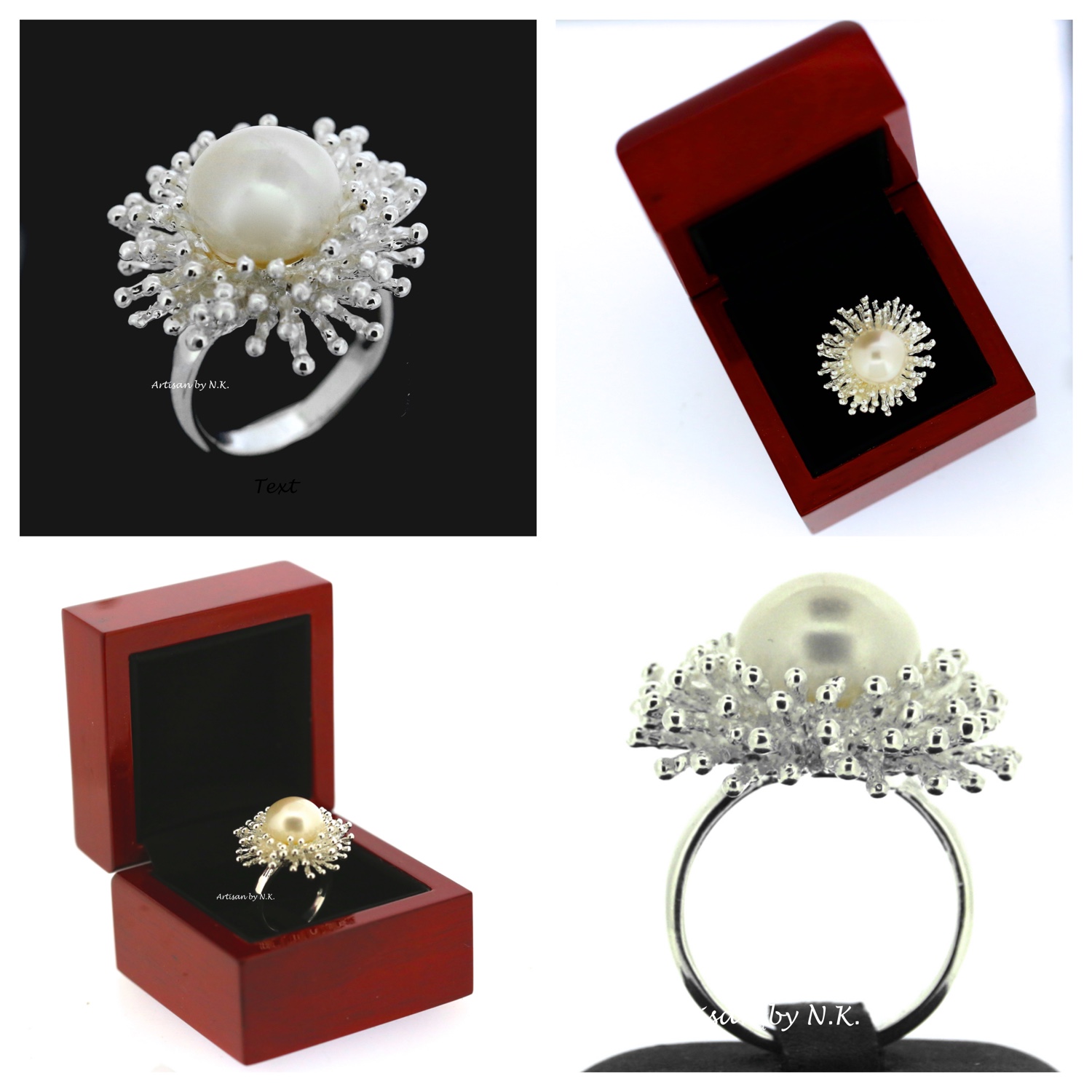 แหวนเงินแท้ฝังมุกแท้ (Silver ring with fresh water pearl)