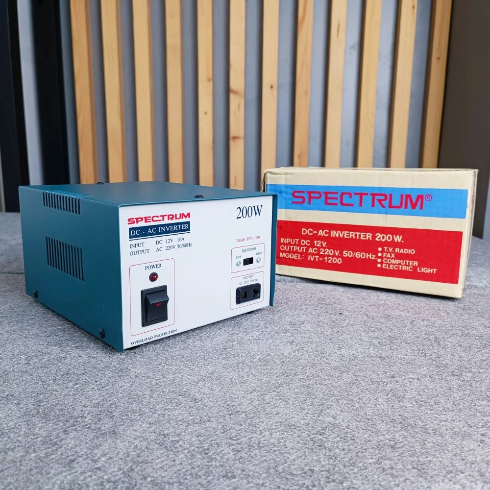 SPECTRUM 200W 12V INVERTER 200วัตต์ หม้อแปลงไฟจาก DC เป็นไฟ AC อินเวอร์เตอร์ หม้อแปลงไฟ DC 12V เครื่องแปลงไฟ เอไอ-ไพศาล