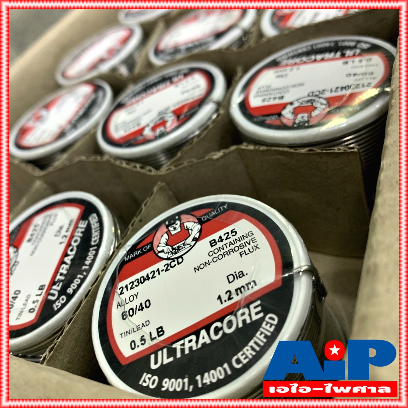 ยกกล่อง24ขด ULTRACORE ขนาด 1.2 มม หนัก 0.5 ปอนด์ ตะกั่วขด 60/40 ตะกั่วบัดกรี ตะกั่ว อุลตร้าคอร์ เอไอ-ไพศาล
