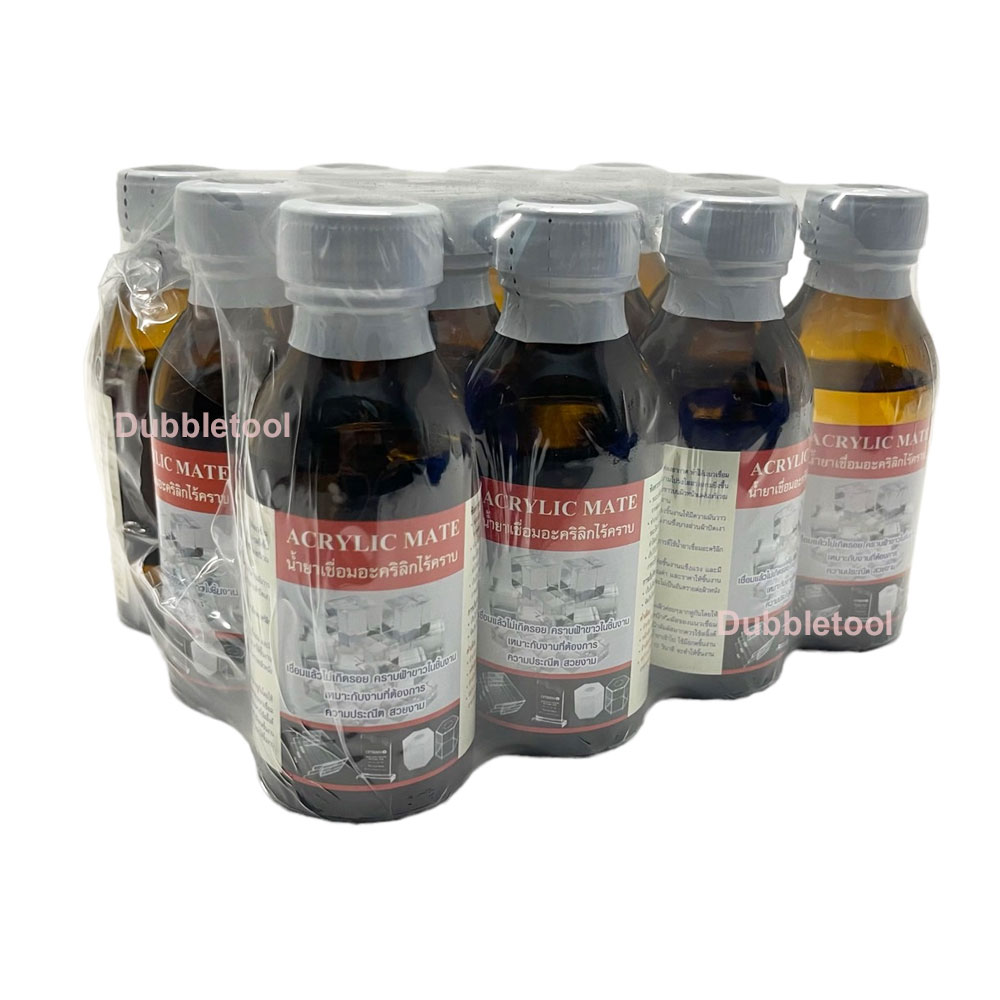 น้ำยาเชื่อมแผ่นพลาสติก น้ำยาประสานอะคริลิก น้ำยาเชื่อมอะคลีลิกไร้ครับ Acrylic Mate100g 1โหล/12ขวด