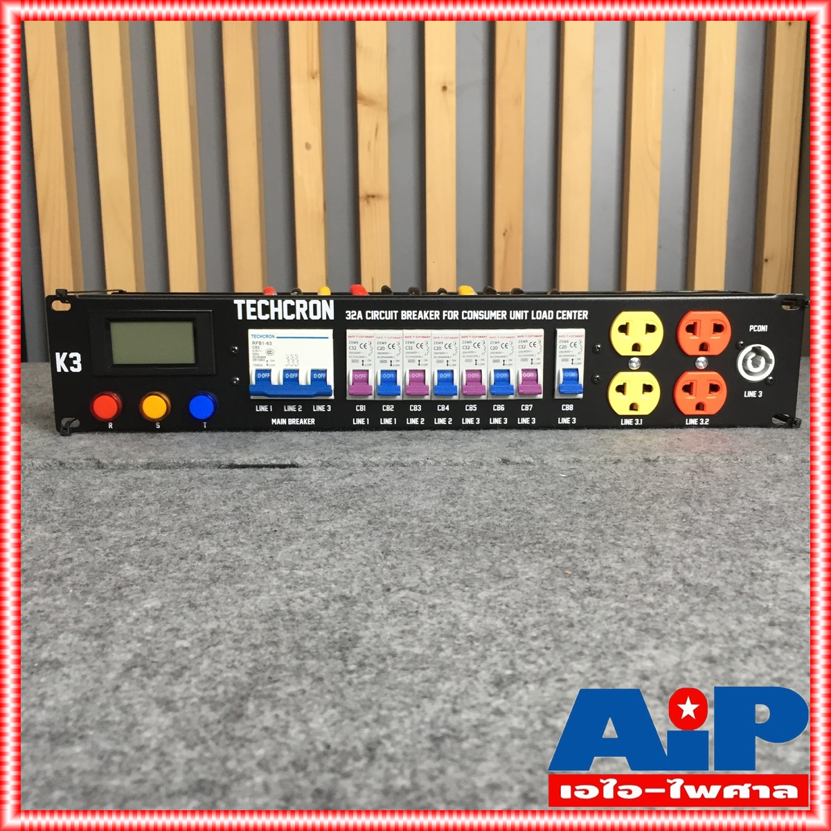 ขนาด 2U TECHCRON K3 / B9 จอ M2 ชุดโหลดไฟ 3 เฟส ปลั๊กโหลด3เฟส พร้อมเพาเวอร์ปลั๊กIN K3B9 K-3/B-9 K3 B9 เอไอ-ไพศาล