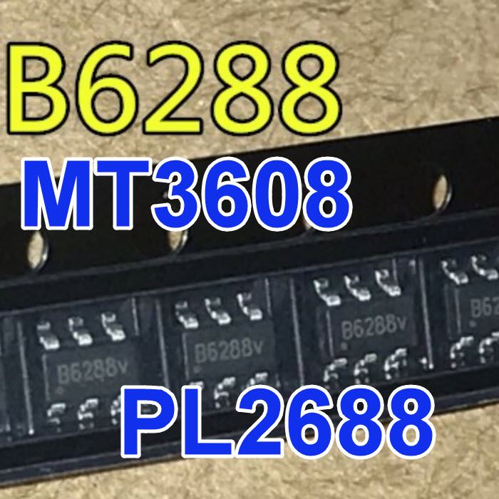 MT3608 PL2628 SX1308 SOT23-6 High Efficiency 1.2MHz 2A Step Up Converter B628 B6288 B6286 B6280