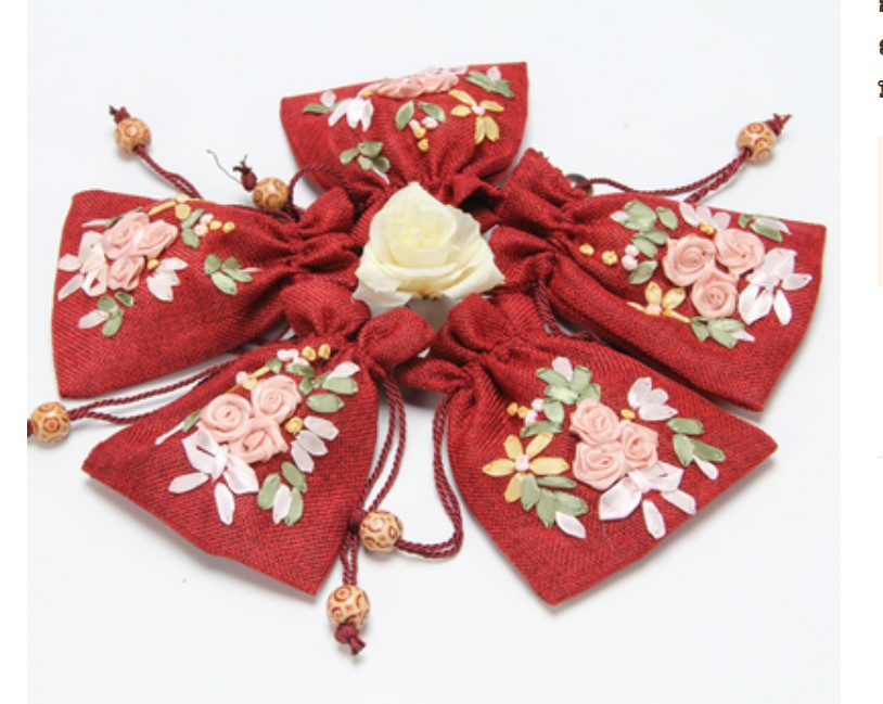 ถุงผ้ากระสอบ แต่งดอกไม้ ถุงผ้าใส่ของชำร่วย ขนาด 10x14 cm แบบน่ารัก สีหวาน ถุงผ้าเก๋ ๆ 536901