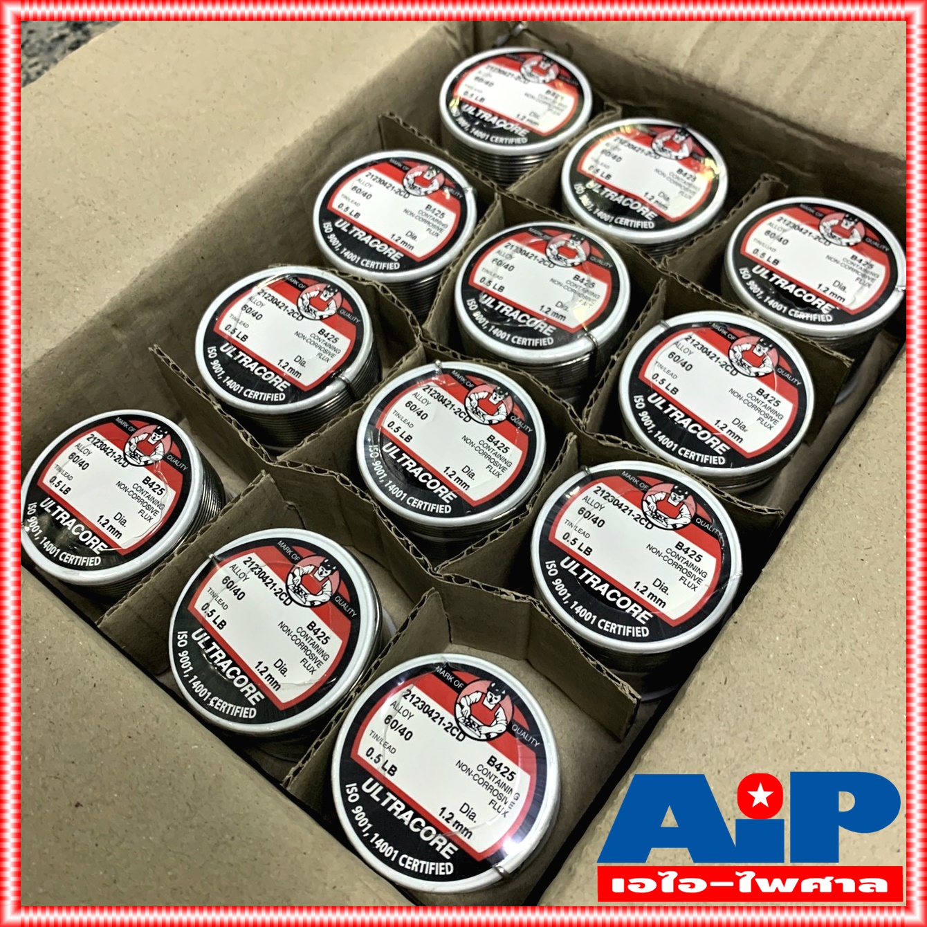 ยกกล่อง24ขด ULTRACORE ขนาด 1.2 มม หนัก 0.5 ปอนด์ ตะกั่วขด 60/40 ตะกั่วบัดกรี ตะกั่ว อุลตร้าคอร์ เอไอ-ไพศาล