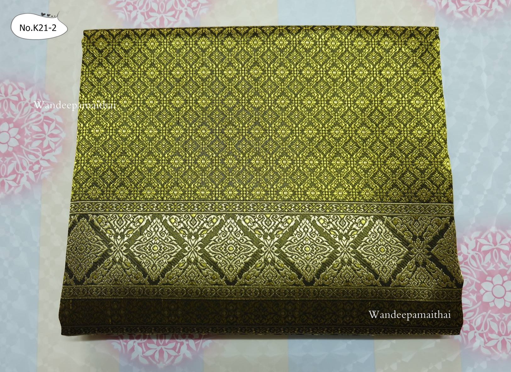 ผ้าถุงไหมเกษตร (ผ้าไหมรับไหว้) เนื้อดี ราคาถูก สีเขียวเหลือง ขนาด 2 หลา