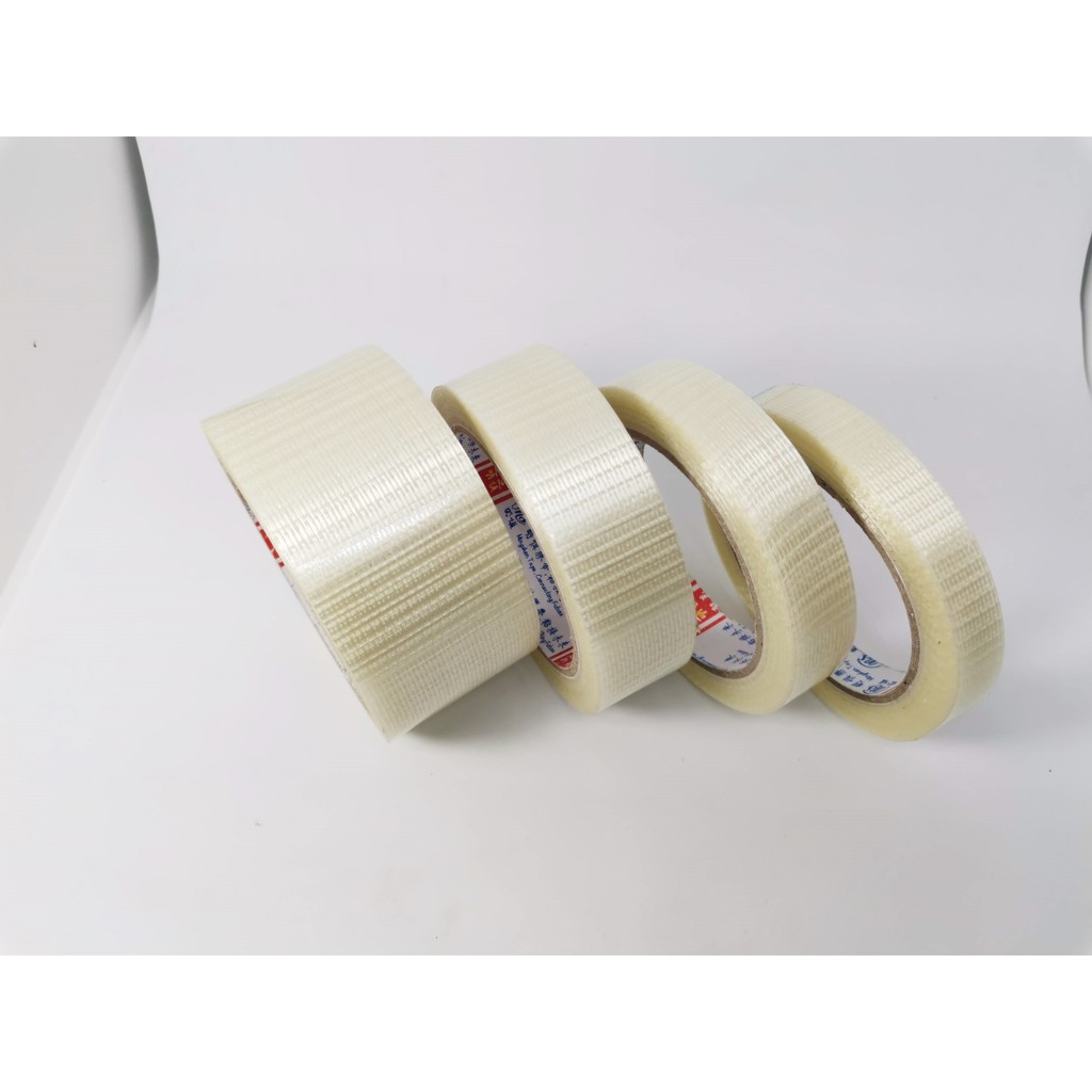 เทปใยสัปปะรด เทปตาข่ายไฟเบอร์กลาส ทนต่อแรงดึง เทปใยแก้ว Fiber tap สำหรับติดแบตเตอรี่ รัดของ