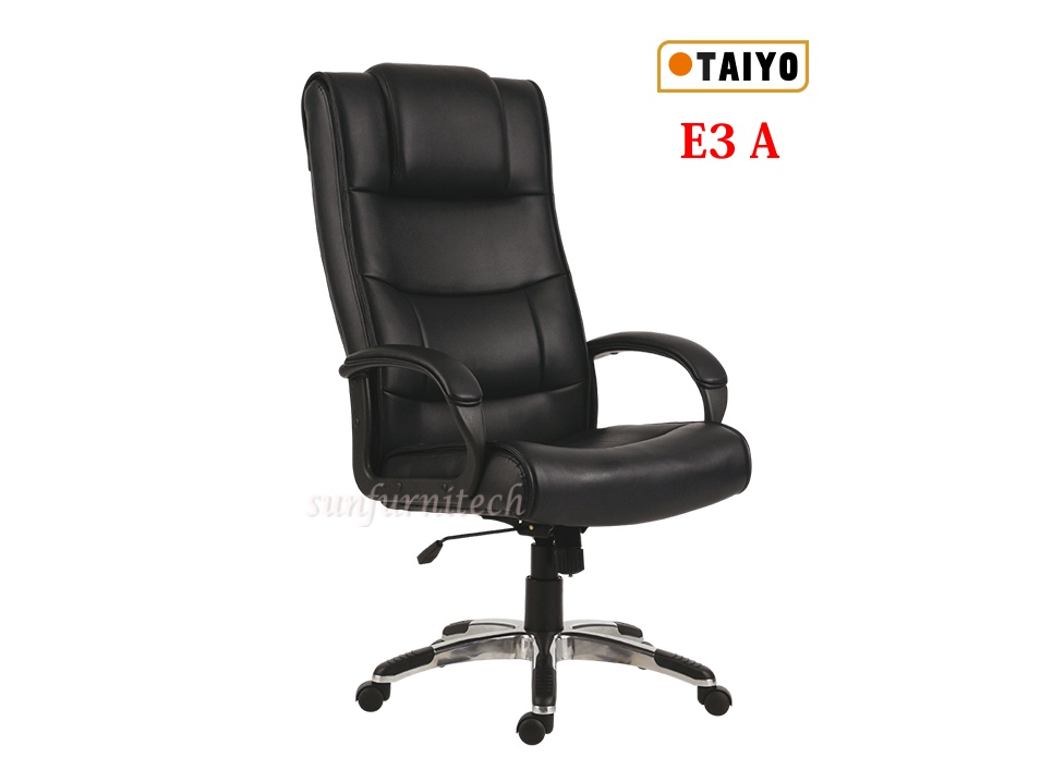 เก้าอี้สำนักงานผู้บริหาร,เก้าอี้สำนักงานพนักหุ้มหนัง, เก้าอี้สำนักงานพนักพิงสูง Taiyo รุ่น E3-A