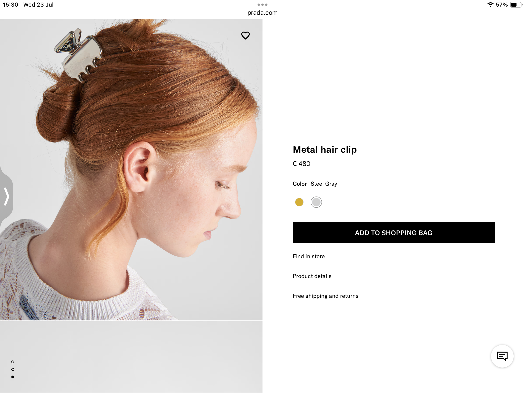 **do** ที่หนีบผมโลหะ Prada Metal hair clip สินค้าใหม่ ของแท้