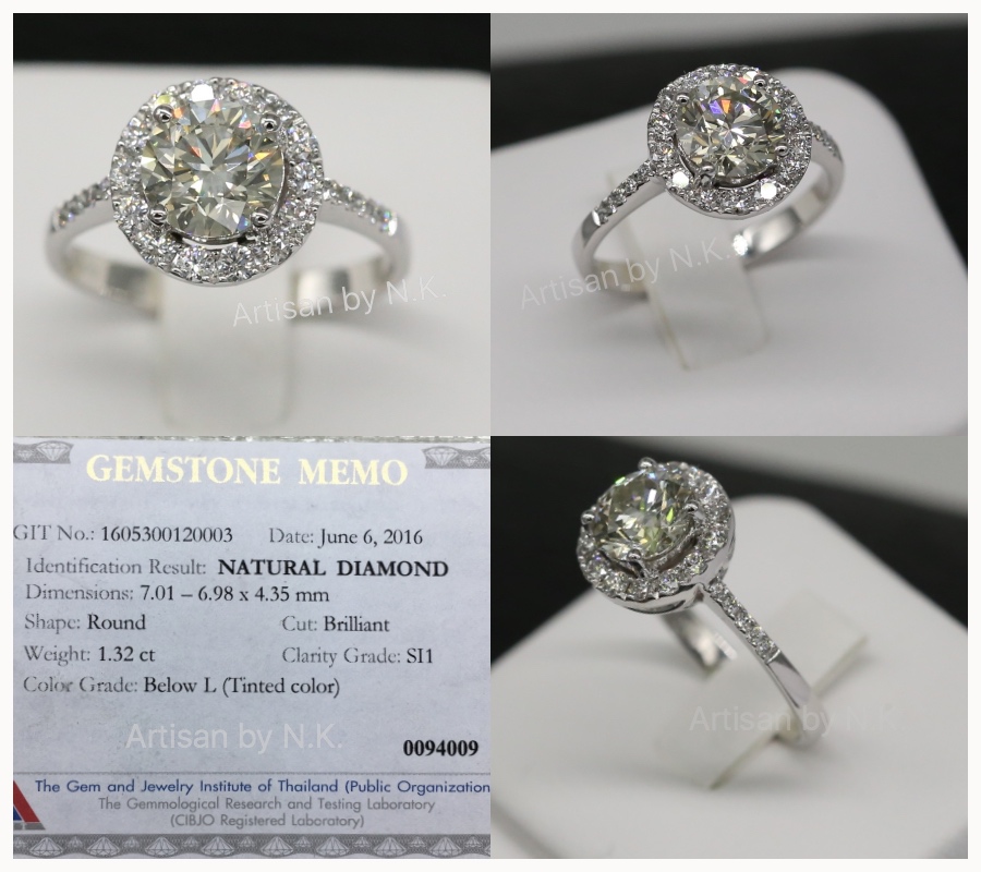 แหวนเพชร 18K white gold ฝังเพชรรวม 1.77 กะรัต ราคาพิเศษ