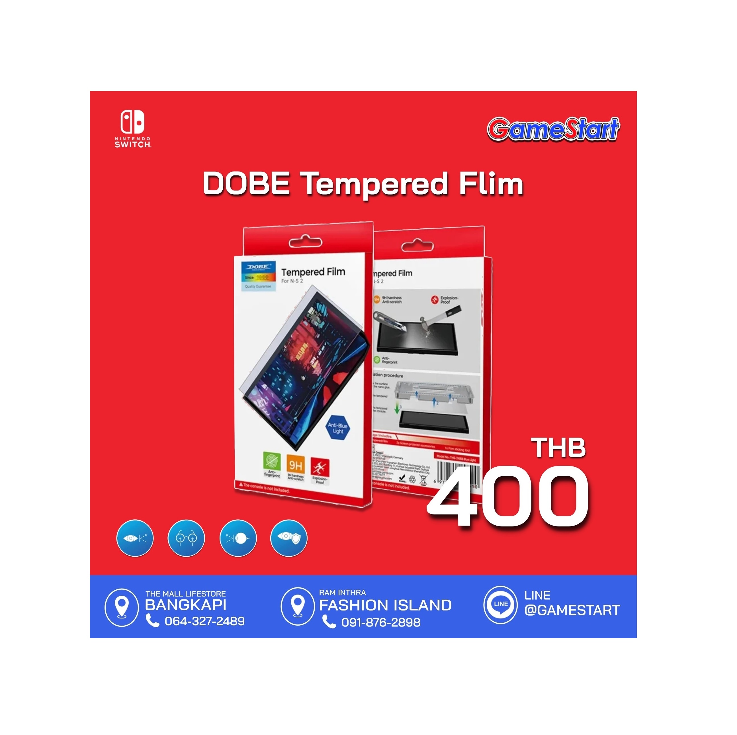 DOBE:Tempered Glass Film Nintendo Switch 2