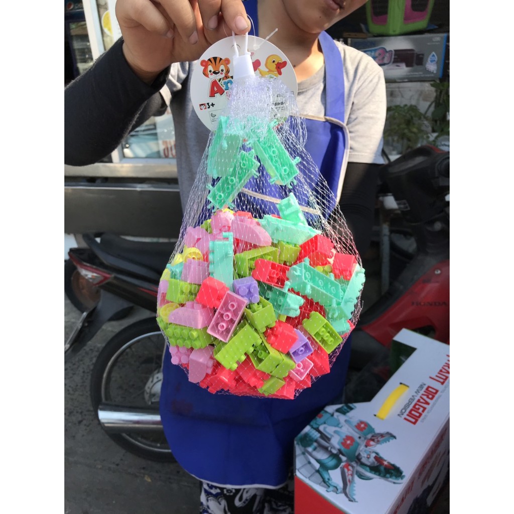 JM-210 ของเล่นเด็กบล็อกตัวต่อถุงตาข่าย เลโก้ตัวต่อถุงตาข่าย ปลีกถุงละ