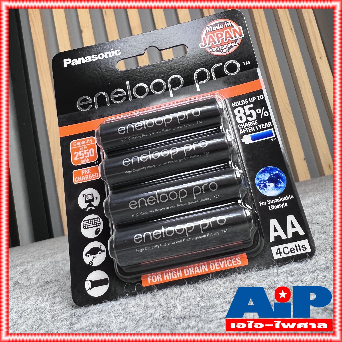 แพ็ค4ก้อน ถ่านชาร์จAA สีดำ ของแท้ ประกัน พานาโซนิด ไทย Panasonic eneloop Pro AA 2550mah แพ็ค 4 ก้อน Rechargeable battery ถ่านชาร์จ ถ่าน ชาร์จ +++