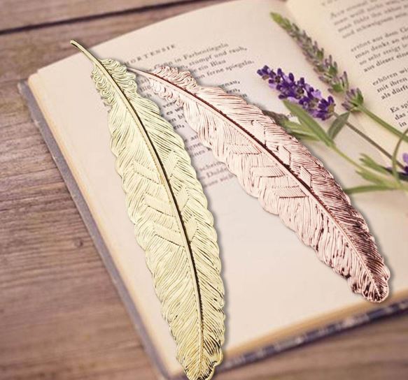 ของชำร่วยงานแต่งงาน ที่คั่นหนังสือ สไตล์ วินเทจ ที่คั่นหนังสือ โลหะ ขนนก สีทอง ดำ เงิน สวยหรู ใช้งานได้จริง 310138