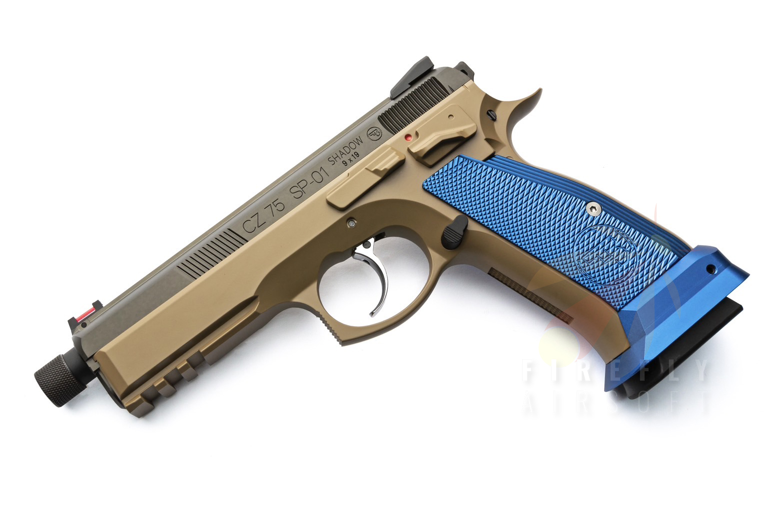 KJ WORKS CZ-75 SHADOW (LIMITED EDITION) GBB AIRSOFT PISTOL-BLUE GRIP