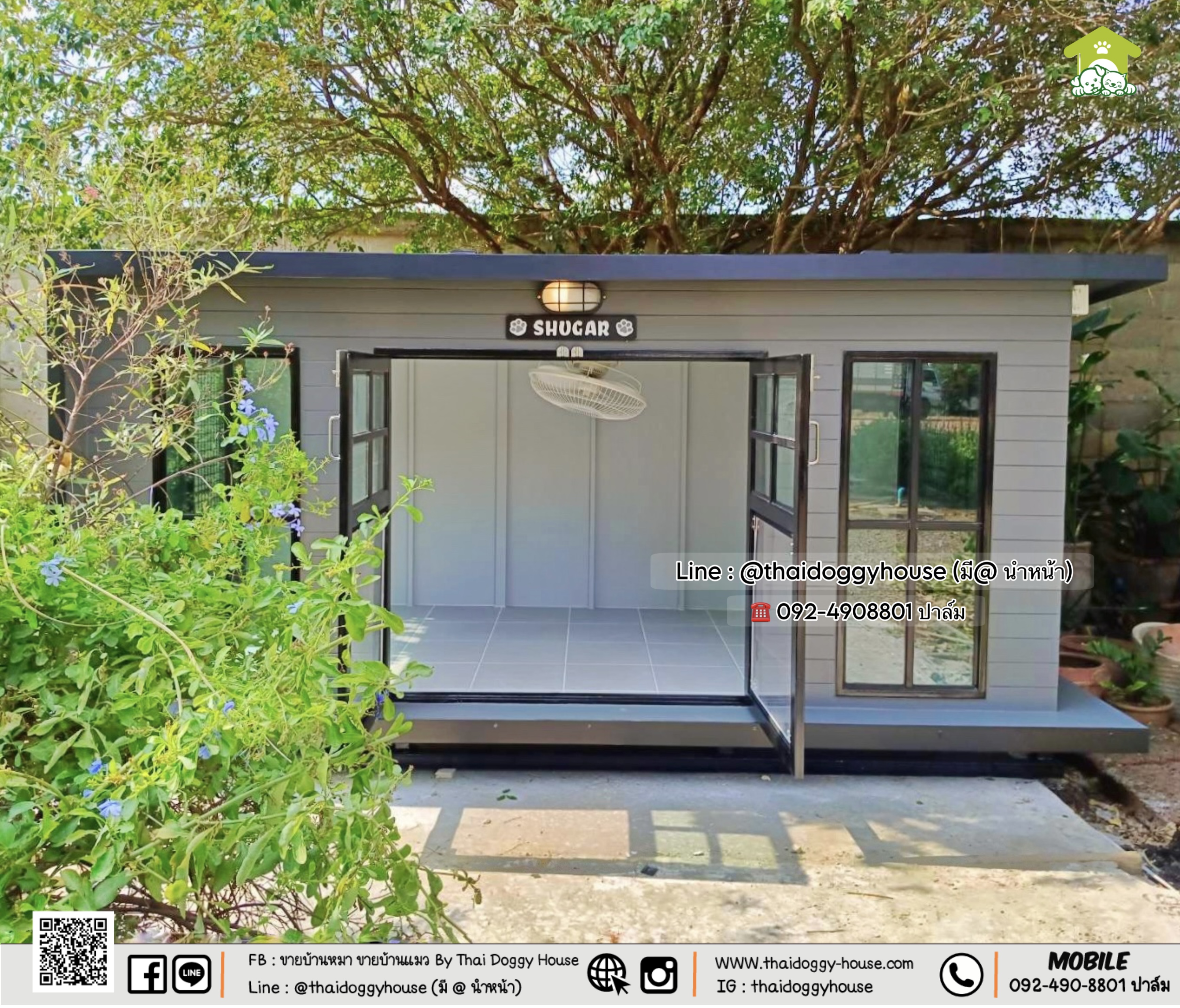บ้านหมา บ้านแมว 𝐓𝐇𝐀𝐈 𝐃𝐎𝐆𝐆𝐘 𝐇𝐎𝐔𝐒𝐄 แบบกระจกรองรับการติดแอร์