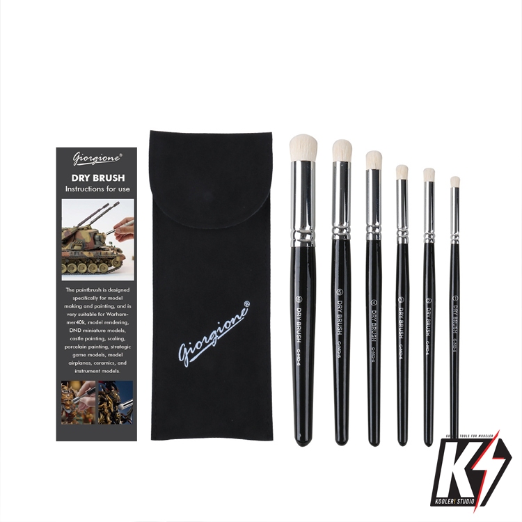 Giorgione เซ็ทแปรง Drybrush 6 ด้าม สำหรับทำสี Effect