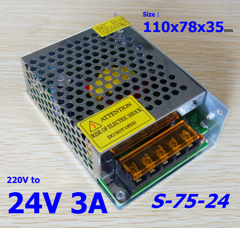 24V 2.5A 220Vac to 24VDC switching power supply (S-75-24)